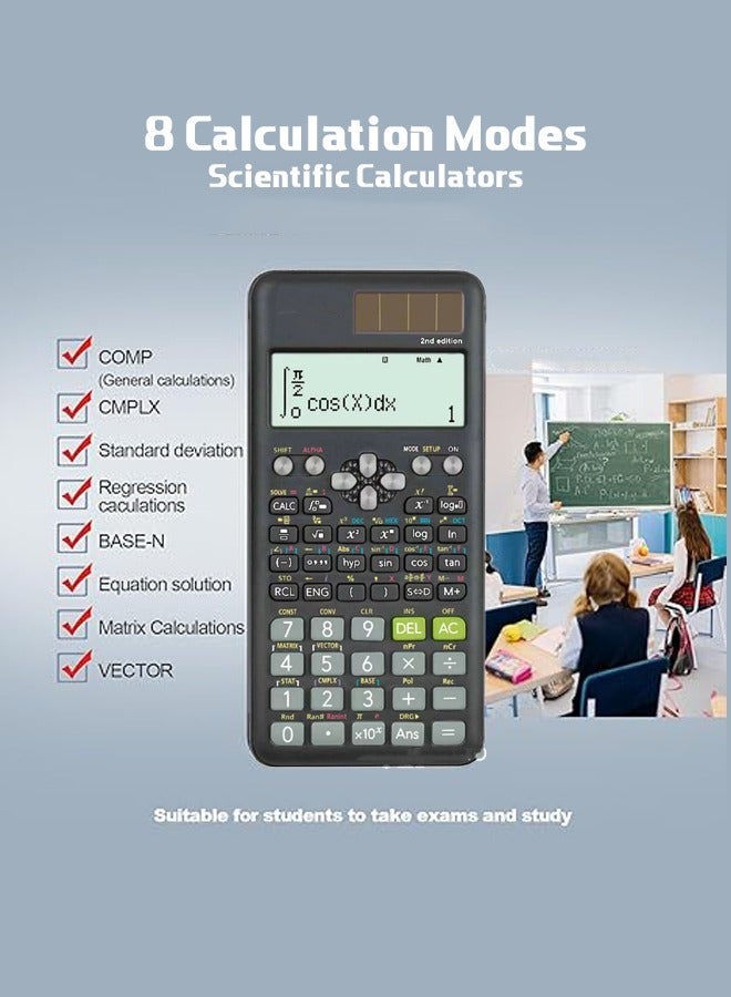 سيتيفري آلة حاسبة متقدمة للعلوم الهندسية مع غطاء واقٍ، 417 وظيفة، شاشة LCD رقمية، fx-991ES Plus-2 (الإصدار الثاني) - مثالية للطلاب والمحترفين (أسود) - Image 3